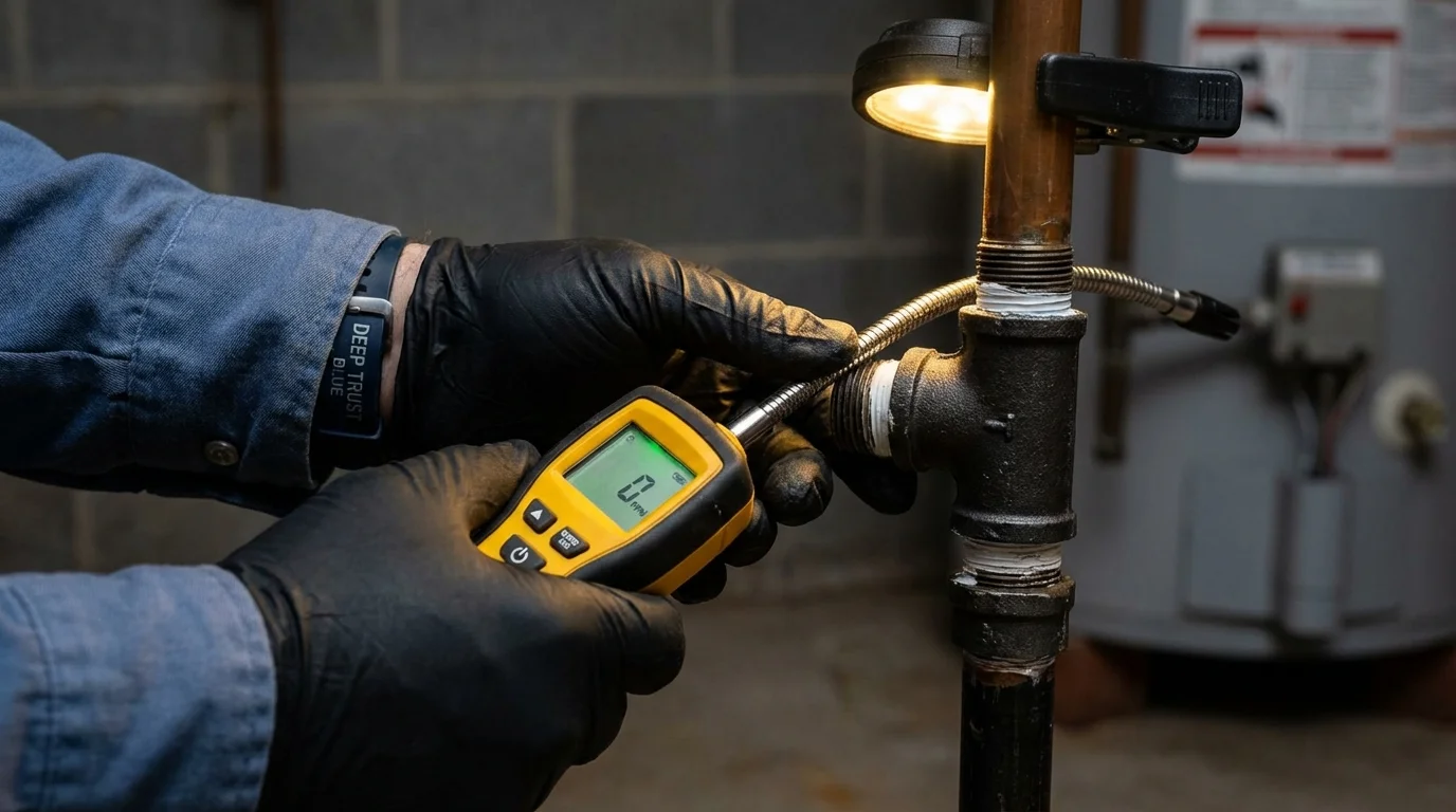 Gas leak detection with electronic sniffer by Johns Plumbing LLC in Paintsville