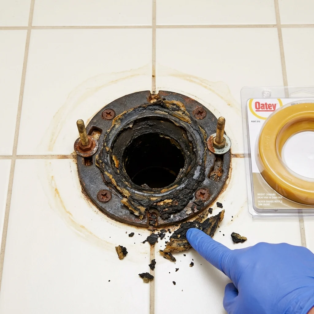 Failed wax ring showing water seepage at the base of a toilet in a Paintsville, KY home